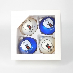 Eisbären Berlin - Weihnachtskugeln - 4er Set - 6cm - blau/weiss